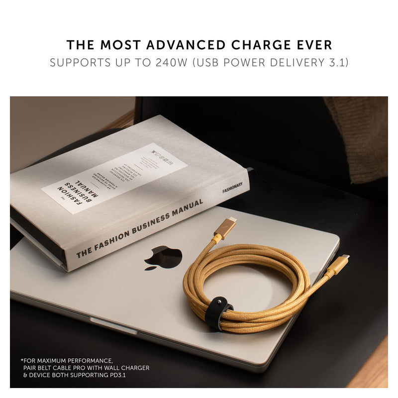 Native Union Type-C Belt Cable Pro - 240W USB-C to USB-C 8ft Ultra-Strong Charging Cable with Leather Strap Compatible with iPhone Air, 17e, 17 Pro Max, MacBook Pro 14"/16" M5, Air 13"/15" M5 (Cosmos) Cosmos