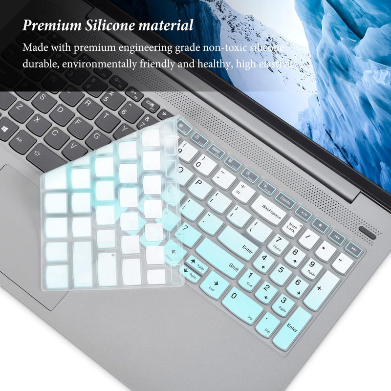 Keyboard Cover for 2024 2023 15.6" Lenovo IdeaPad 1 1i 15ijl7 15alc7 15iau7/Ideapad 3 3i/ThinkBook 15 G4 G3 G2/V15 G4 G3 G2, 16" Lenovo Yoga 7i/IdeaPad Flex 5 5i/IdeaPad Slim 5 Skin-Gradual Mint Gradual Mint
