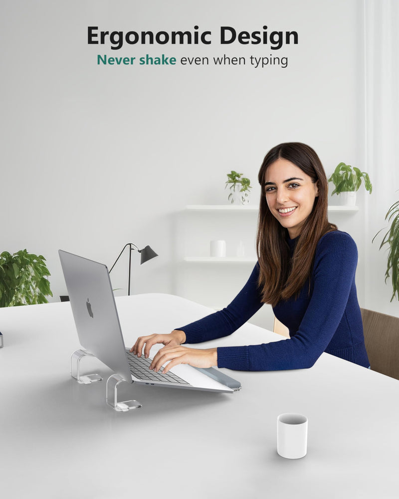 Clear Acrylic Laptop Stand for Desk, with Wrist Rest, Ergonomic Detachable Mount Compatible with 10-17'' All Laptops Such as MacBook Air Pro/HP/Dell/Lenovo Acrylic Clear