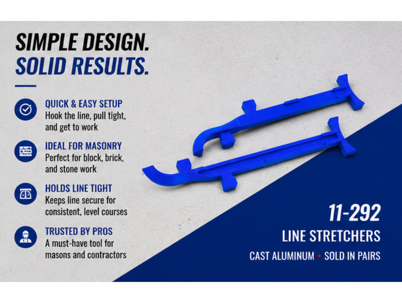 Bon 11-292 Masonry Line Stretchers Cast Aluminum Bricklayer Line Tightening Tool for Mason Line Alignment Sold in Pairs