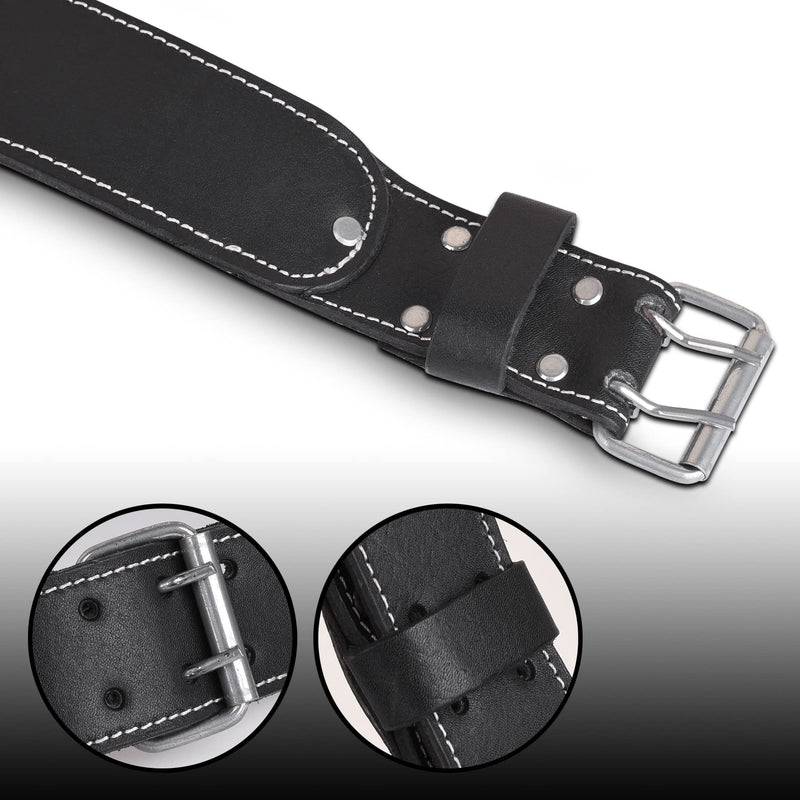 FUERI Premium Leather Work Belt | Adjustable Tools Work Belt for Suspender and Pouches with Padding Covered with Mesh for Carpenter, Electrician, Framer, Mechanic (Black) Black