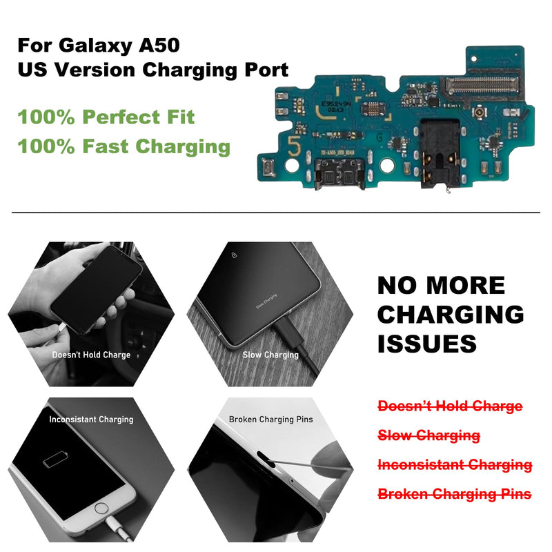 Charging Port Replacement Kit Compatible with Galaxy A50, Dock Board USB-C Connector Only for A50 SM-A235F SM-A235F/DS, with Toolkit