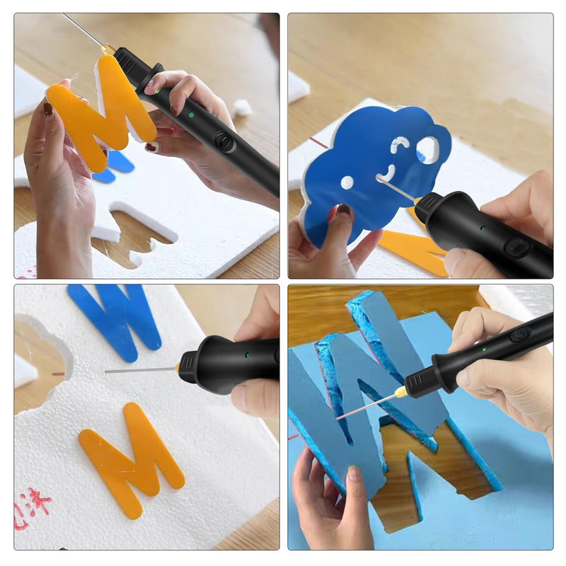 Vanwoke 3-in-1 Styrofoam Cutter Set 18W Electric Foam Cutter | Hot wire cutter for plastics and styrofoam, with adapter for converting electrical voltage, multi-purpose foam cutting