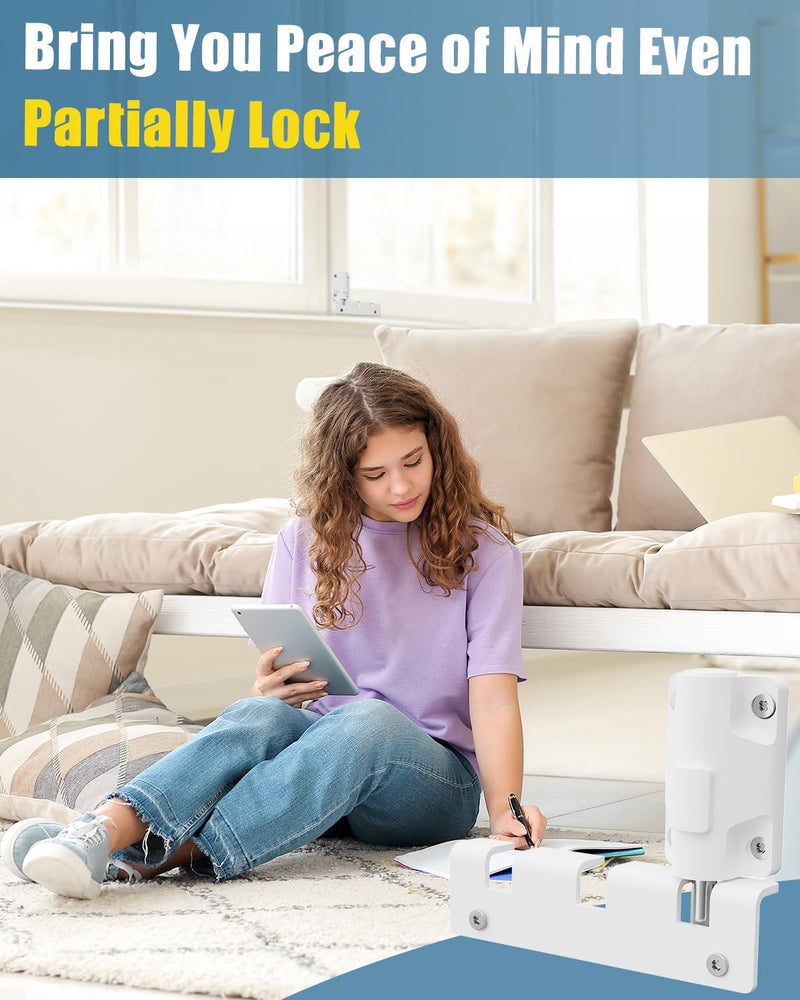 Sliding Glass Door Lock Window Locks 2 Pack Childproof Safety Lock Horizontal Sliding Door Security Bar Keyless Patio Foot Locks for Front Door Latch Stoppers from Inside Bedroom Apartment Essentials Pearl White