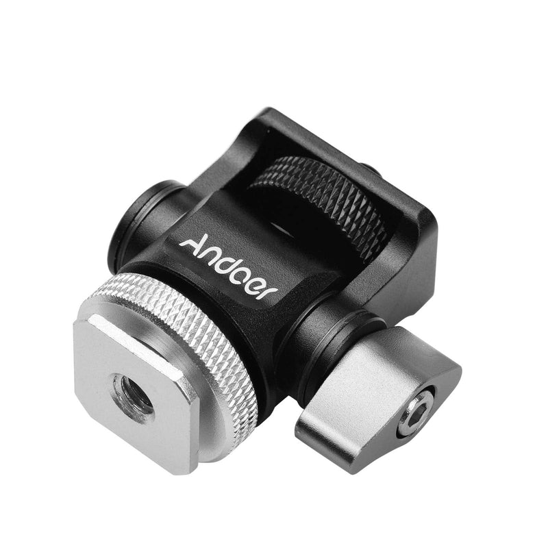 Andoer Mini Monitor Mount Tripod Head Cold Shoe Adapter Aluminum Alloy 1/4 Inch Screw for Mounting Camera Monitor Flash Microphone LED Fill Light