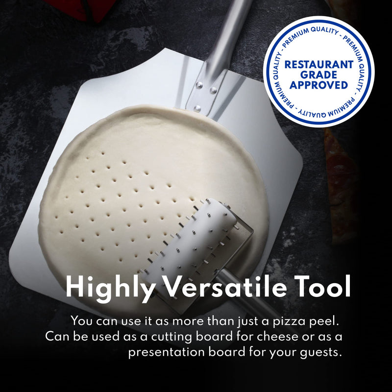 New Star Foodservice 50219 Aluminum Pizza Peel, Wooden Handle, 9 x 11 inch Blade, 26 inch overall 9" x 11" x 26"