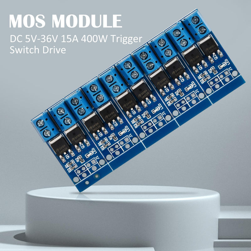 5 pieces driver module, DC 5V-36V 15A (max. 30A) 400W PWM adjustment switch control board motor control board MOSFET trigger switch PWM regulator control board dual high-performance switching driver module