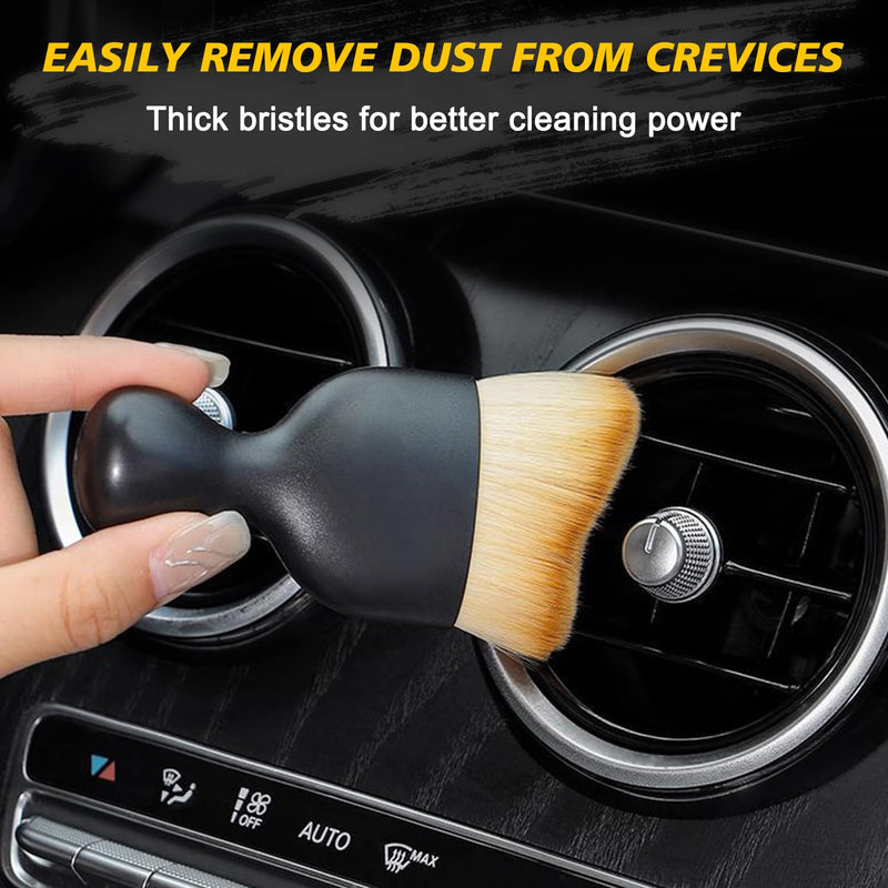 Ouzorp Car Interior Dust Brush, Car Detailing Brush, Soft Bristles Detailing Brush Dusting Tool for Automotive Dashboard, Air Conditioner Vents, Leather, Computer,Scratch Free yellow