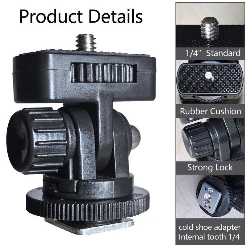 2Kit Camera Monitor Mount with Cold Shoe, Anti Twist 1/4" Screw for 5" & 7" Field Monitor Adjustable 180° Video Light, or Microphone