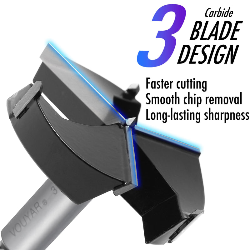 3 Inch Forstner Drill Bit, Triple-Flute Carbide Tipped Forstner Bit for Hard Wood, Soft Wood, Veneered Plywood, Plastic, Drilling Hole Saw Woodworking Hinge Cutter Tool 3 Inch Single Bit