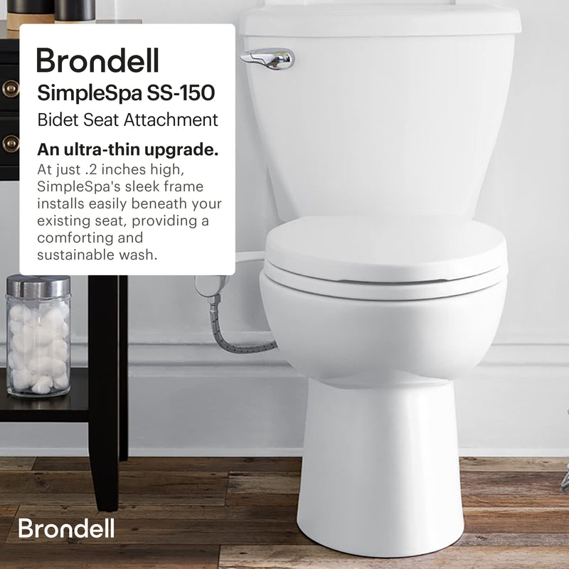 Brondell Bidet - Thinline SimpleSpa SS-150 Fresh Water Spray Non-Electric Bidet Toilet Attachment in White with Self Cleaning Nozzle and SafeCore Internal Valve x