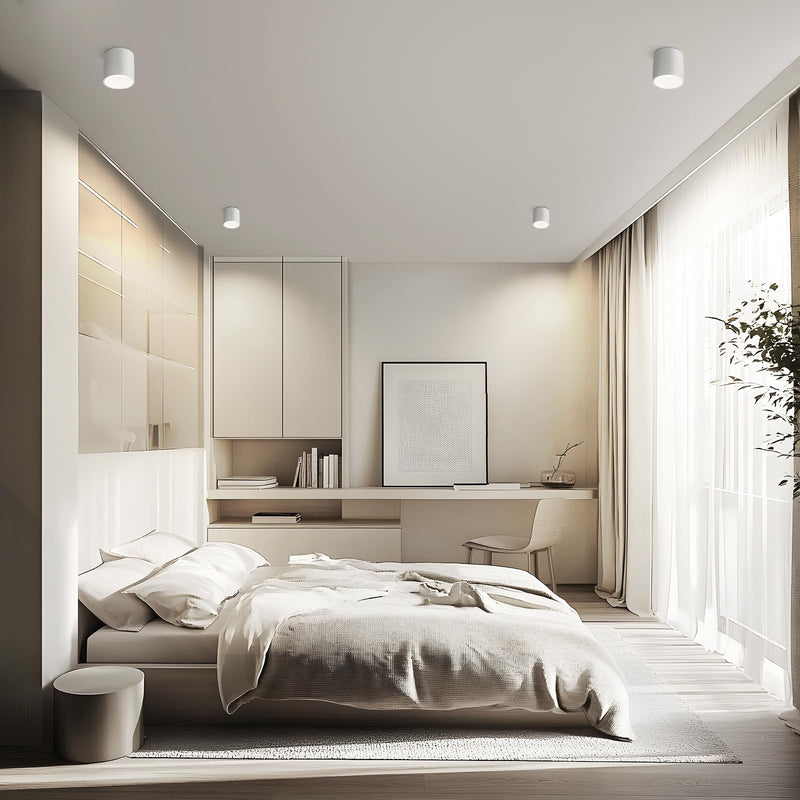 Ceiling Light Fixture LED Dimmable Modern Ceiling Spot Light, Flush Mount Ceiling Light 4.72'' Cylinder Ceiling Lamp for Living Room Hallway Foyer Dining Room 3000K 15W 1500lm CRI 90 (White) White