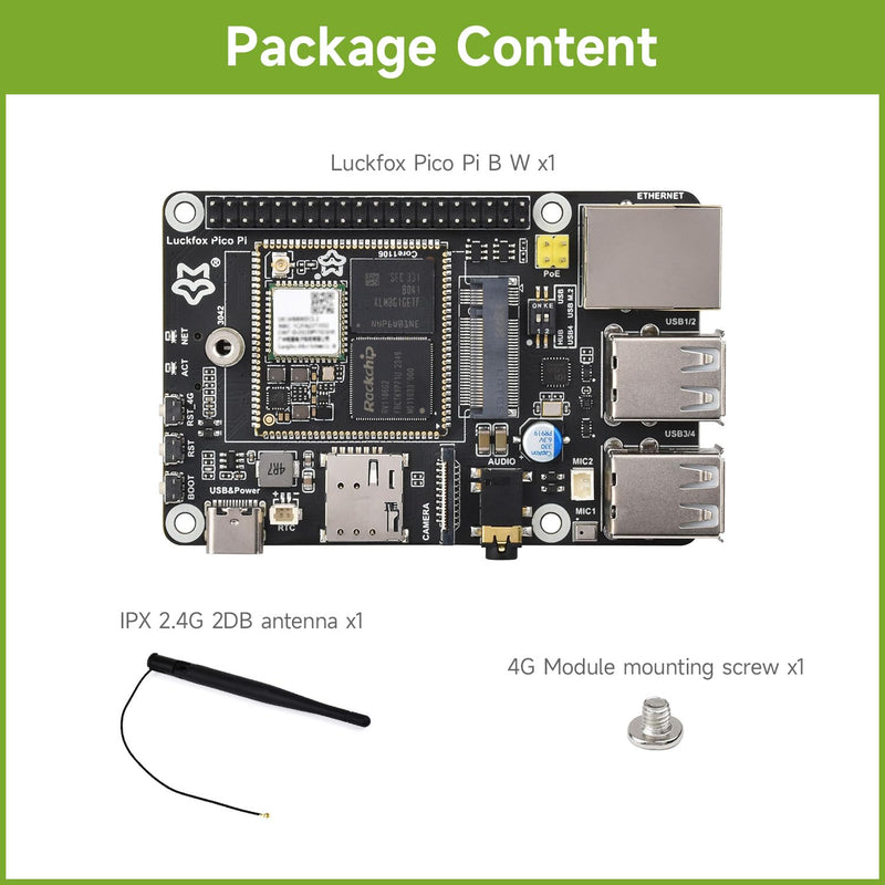 Waveshare Luckfox Pico Pi Linux Micro Dev Board, Core1106, 8GB eMMC, Intelligent Encoding Support, Built-in ISP3.2, Up to 5MP Image Processing, with Wireless, RV1106G2