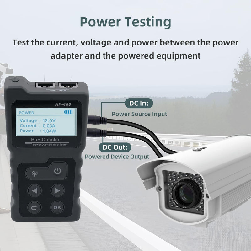 Mcbazel network RJ45 tester with LCD display, network cable tester with POE function