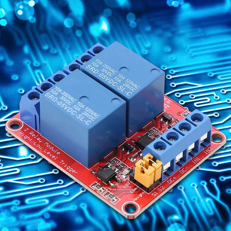 2 Channel Relay Module with Optocoupler, DC Relay Module Relay Relay Module Expansion Board High and Low Trigger with LED Warning Lamp for Special Sensor Shield (5V) 5V