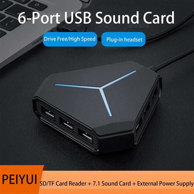 S24 Pro USB Hubs Audio Adapter External Stereo Sound Card with 3.5mm Headphone and Microphone Jack for Windows, Mac, Linux, PC, Laptops, Desktops, PS4 Computer External USB Black - External sound card
