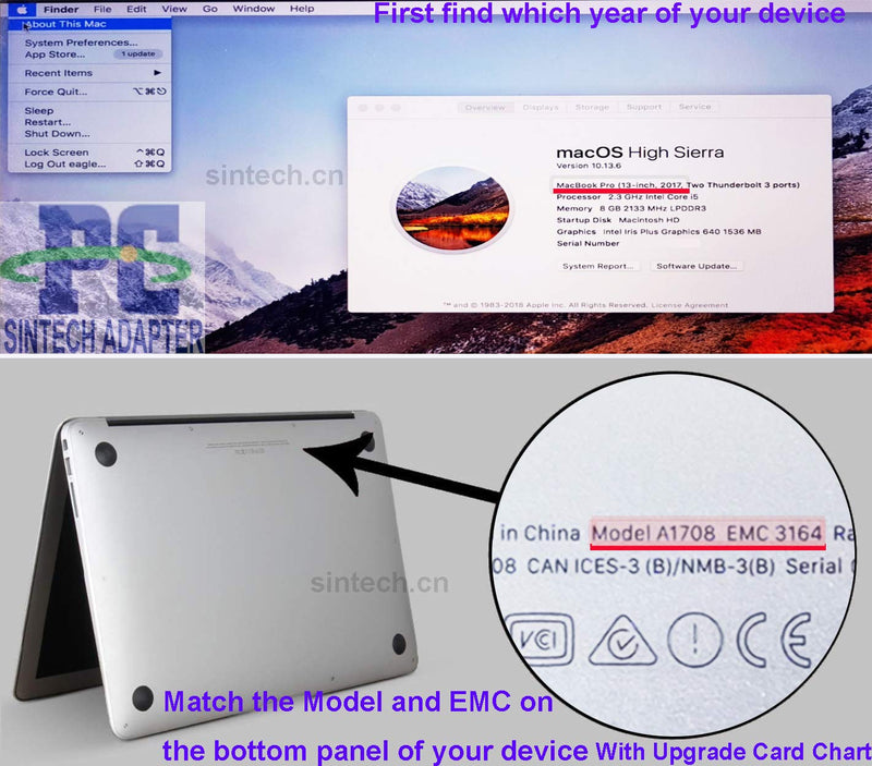 Sintech NGFF M.2 nVME SSD Adapter Card for Upgrade 2013-2015 Year Macs(Not Fit Early 2013 MacBook Pro)
