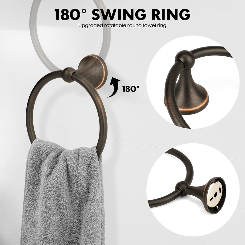 4 Piece Antique Bathroom Hardware Accessories Set Oil Rubbed Bronze,24 Inch Towel Bar Set,Towel Rack for Bathroom,Bathroom Towel Holder Bronze Oil Rubbed Brushed Bronze