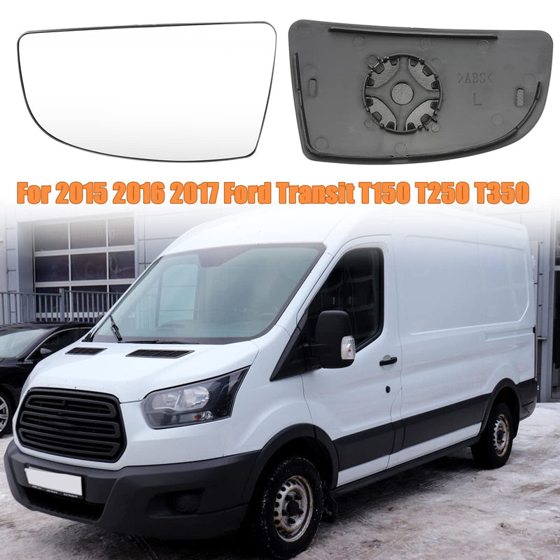 Compatible With Ford Transit T150 T250 T350 2015 2016 2017-UP Driver Left Side Mirror Glass, Lower Tow Mirror with backing plate, Replace BK3Z17K707A Lower - Driver Side (Left)