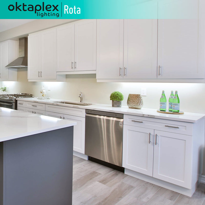 Oktaplex lighting under-cabinet light kitchen LED aluminum 15W 230 V neutral white 4000K 90cm swiveling under-cabinet light Rota 1200 lm LED strip with switch 91cm | 15W 1 piece