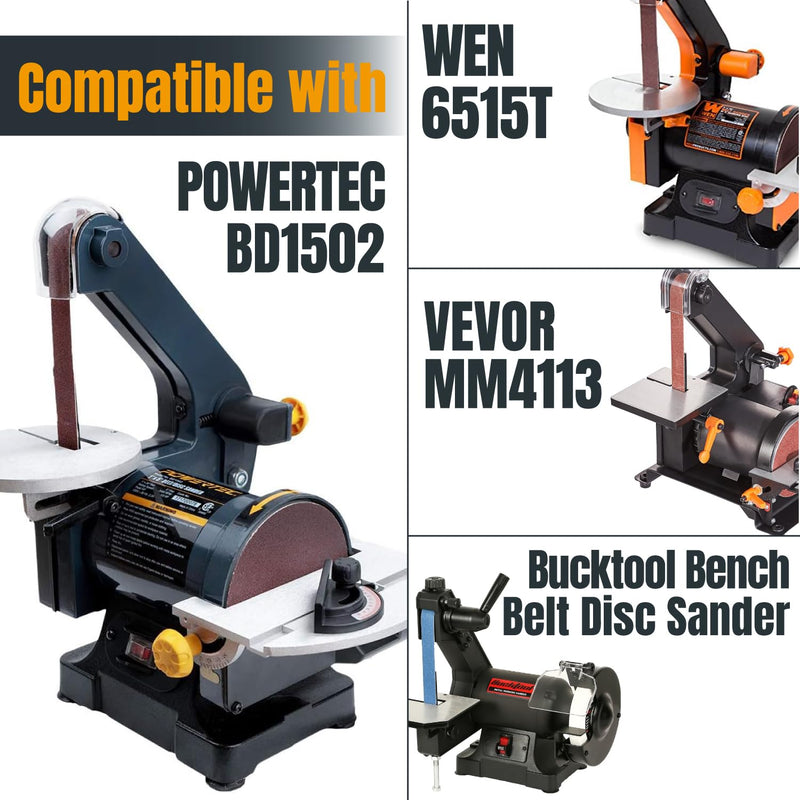 POWERTEC 1x30 Sanding Belts + 5 Inch PSA Sanding Disc Set, 64PK, Aluminum Oxide 4 Each 60/80/120/180/240/400 Grits 1 x 30 Sanding Belt & 20 Each 60/80 Grits Adhsive Sanding Discs (45501) 5" Asst+Belt 64pk