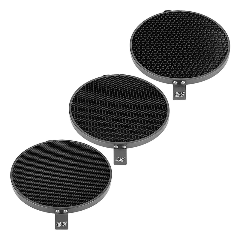 Neewer Standard Reflector 7 inches/18 Centimeters Soft Diffuser with 20/40/60 Degree Honeycomb Grid for Bowens Mount Studio Flash Strobe Light Monolight 20/40/60 Degree+diffuser