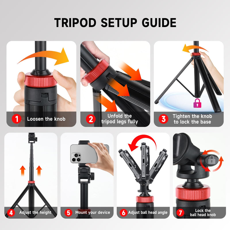 Durable Aluminum Tripod, 81" Adjustable Light Stand & Camera/Phone Tripod with Phone Mount, 1/4" Screw for DSLR, Smartphone, Video Lights - Photography, Vlogging, Live Streaming and Travel