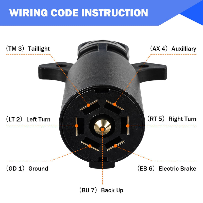 Trailer Light Tester, 7 Pin Trailer Plug Testerwith Red LED, 7 Way Trailer Plug Testerfor Diagnosing and Fixing Trailer Socket Circuit Problems Size A