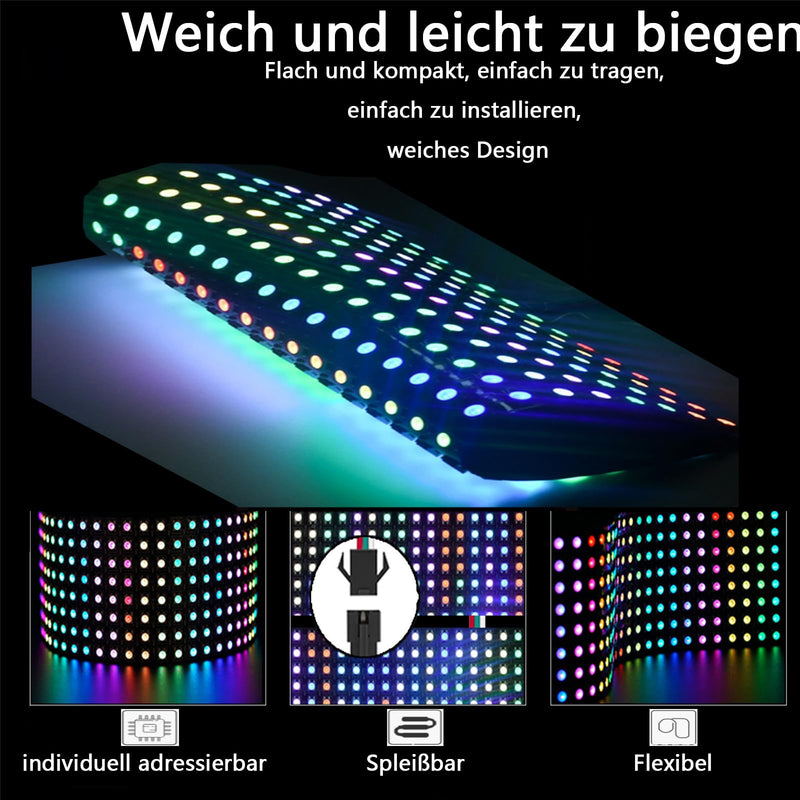 Gerui WS2812 RGB LED Panel 16 x 16 ECO 256 Pixels LEDMatrix Flexible Module | 5050SMD IC controls image video text display single addressable full colour functions with DC5V compatible with Raspberry Pi