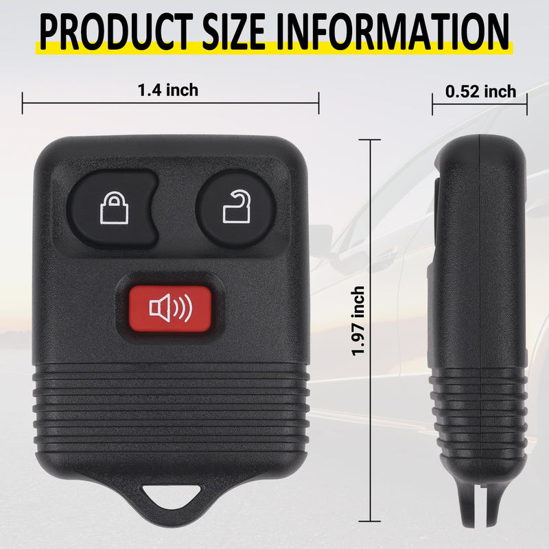 Keyless Entry Remote Key Fob Compatible with Ford F150 F250 F350 Escape Expedition Explorer Ranger, Lincoln, Mercury, Mazda and More, Replacement for CWTWB1U331 CWTWB1U345, 3 Button (Pack of 2)