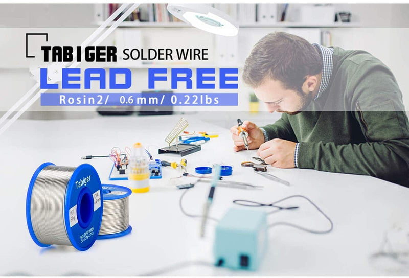 Tabiger Solder Wire 0.6mm Lead Free Solder Wire with 97Sn-2Rosin-0.7Cu-0.3A 0.6mm 50g Solder for Electric Soldering
