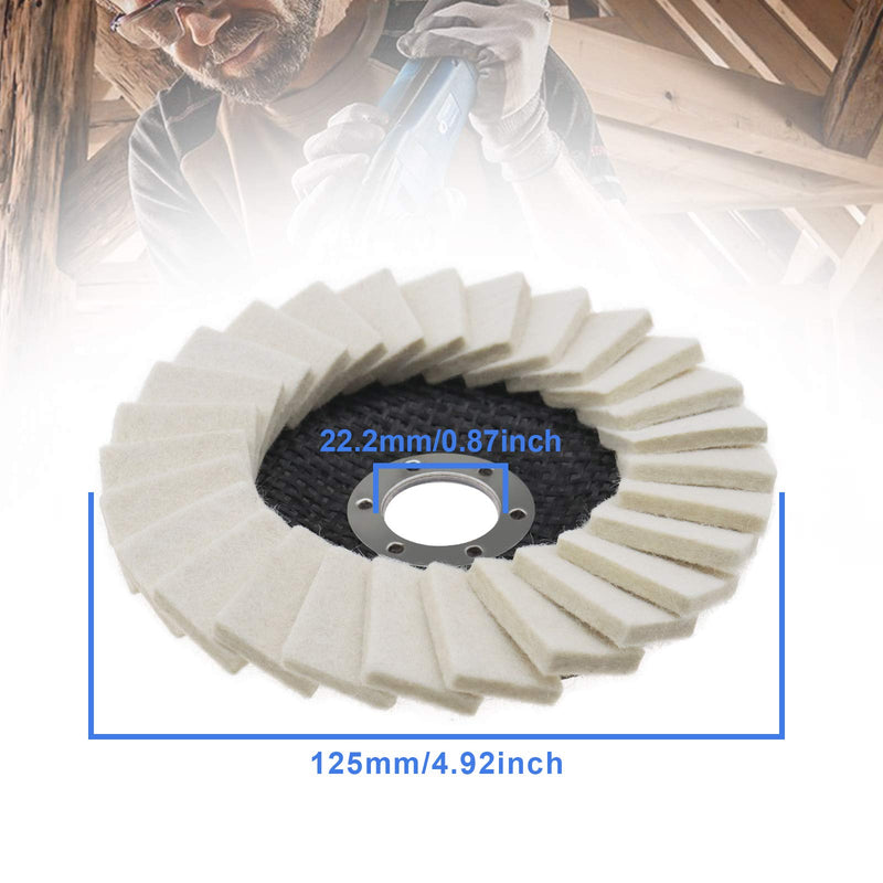 Be In Your Mind 5 Pcs Wool Felt Polishing Discs 125mm Serrated Washer Felt Disc for Stainless Steel Glass Metals Aluminum Angle Grinder Polishing Disc