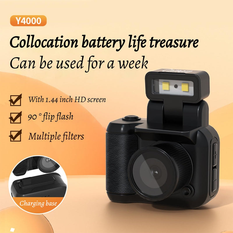 Retro Mini Camera, Mini Retro Digital Camera, Vintage Video Effects, Portable Easy to Operate (Black) Black