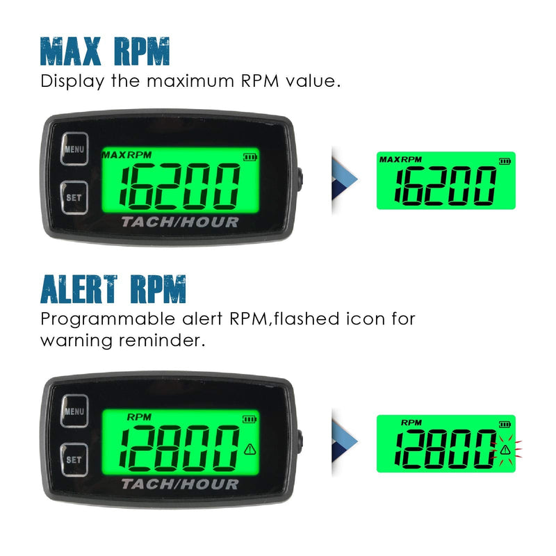 Runleader speedometer with self-sufficient operating hours counter, maintenance reminder, alarm speed, backlit display, battery replaceable for ZTR lawn mower tractor generator outboard