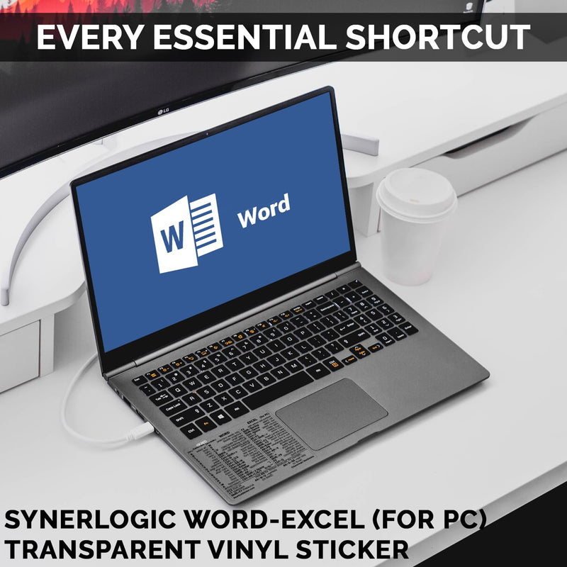 Synerlogic Word/Excel Windows Shortcut Sticker | Reference Guide Keyboard Shortcut Sticker | Work from Home Essentials | Excel Shortcuts Cheat Sheet Laminated & No-Residue Vinyl (Clear/Small, 1pc) 1 Clear