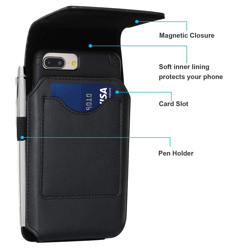 Mopaclle Swivel Belt Clip for Samsung Galaxy A03s A14 A33 A25 A52 A73 Note 20 Ultra 8 9 S24 Plus S23 Plus Cell Phone Pouch for iPhone Plus Leather Belt Case Holster Pouch Carrying Holder Cover, Black 02 Leather -Black L (6.5 x 3.5x0.5 in)