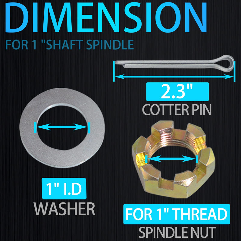 2Set Trailer Nut Kits 1" Spindle Shaft Can-am Castle Nuts 1" Washers 2.25" Cotter Pins for 1" Shaft Spindle