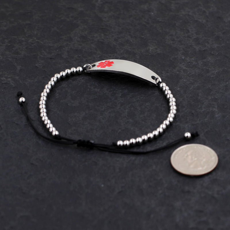 Uloveido Customised Pink Medical Alert ID Bracelet Custom Laser Engraved Adjustable Bracelet for Girls Women Emergency First Aid Bracelet Y4301 Y4301-Red-Blood