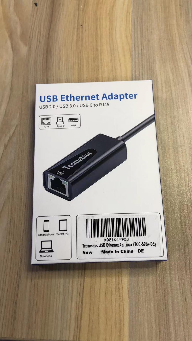 USB Ethernet Adapter, USB 2.0 to 10/100 Ethernet LAN Network Wired Adapter for MacBook, Surface Pro, Notebook PC, Compatible with Windows7/8/10, Mac OS, Android, Chrome OS, Linux (TCC-S20A)