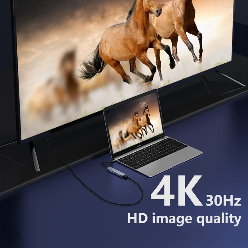 7-in-1 USB C Hub: 4K@30Hz HDTV, USB 3.0/2.0, Type C, SD/TF, PD100W Charging, Compatible with MacBook, iPad, Dell, HP, Samsung, Huawei 7 in 1 hub