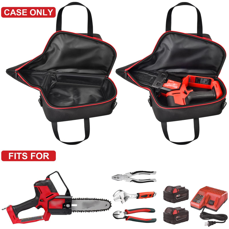 Mini Chainsaw Bag for Milwaukee M18 FUEL Hatchet 3004-20 | Tear-Resistant Oxford Bag With Battery And Charger Pockets, Carry Handles And Padded Shoulder Strap; Case Only