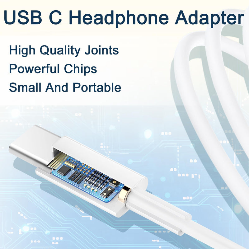 USB-C to 3.5 mm Headphone Jack Adapter, 3 Pack USB C to Aux Audio Dongle Cable Cord Compatible with iPhone 15 Series, iPad Pro, Galaxy S23/S22 Ultra Headphone Adapter
