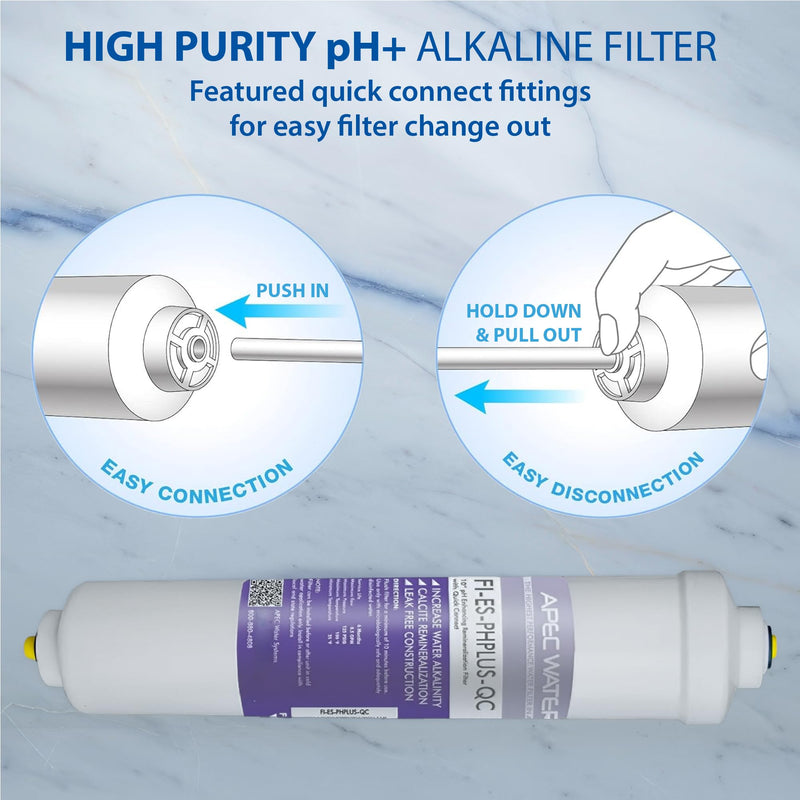 APEC Water Systems 10" High Purity PH+ Calcium Carbonate Alkaline Filters (1/4 Inch) 10 Inch
