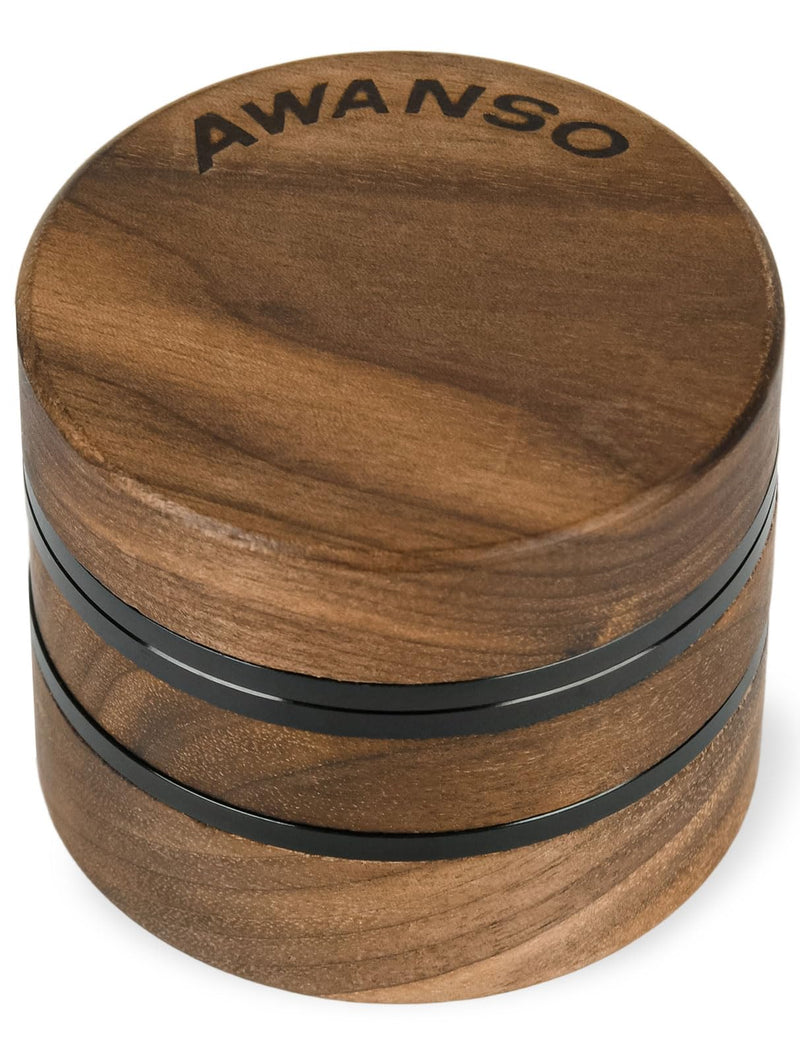 3-Piece Grinder, 2.5" Walnut Wood and Aluminum Grinder for Kitchen Spices Brown 2.5"