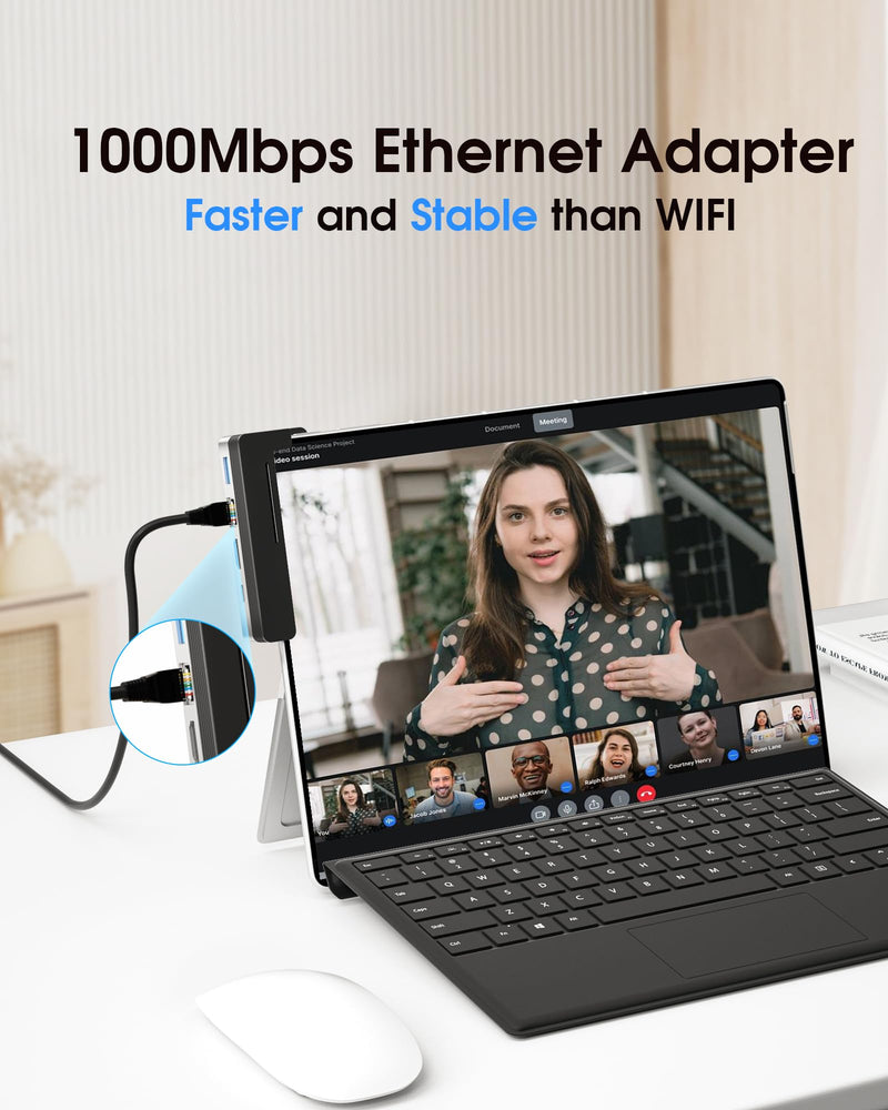 BYEASY Surface Pro 9 Docking Station, 6-in-2 USB-C Hub with 4K@60Hz HDMI, 100W PD Charging, 1000M Ethernet LAN, 2 USB 3.0 Ports, and TF Card Reader - Designed for Surface Pro 9 Hub only for surface pro 9