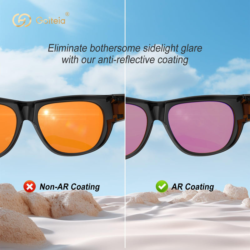 Goiteia 100% Orange Blue Light Blocking Fit over Glasses-Amber Tint Computer Gaming Glasses for Better Sleep/Eyes Strain/Light Sensitive-Ultra Light