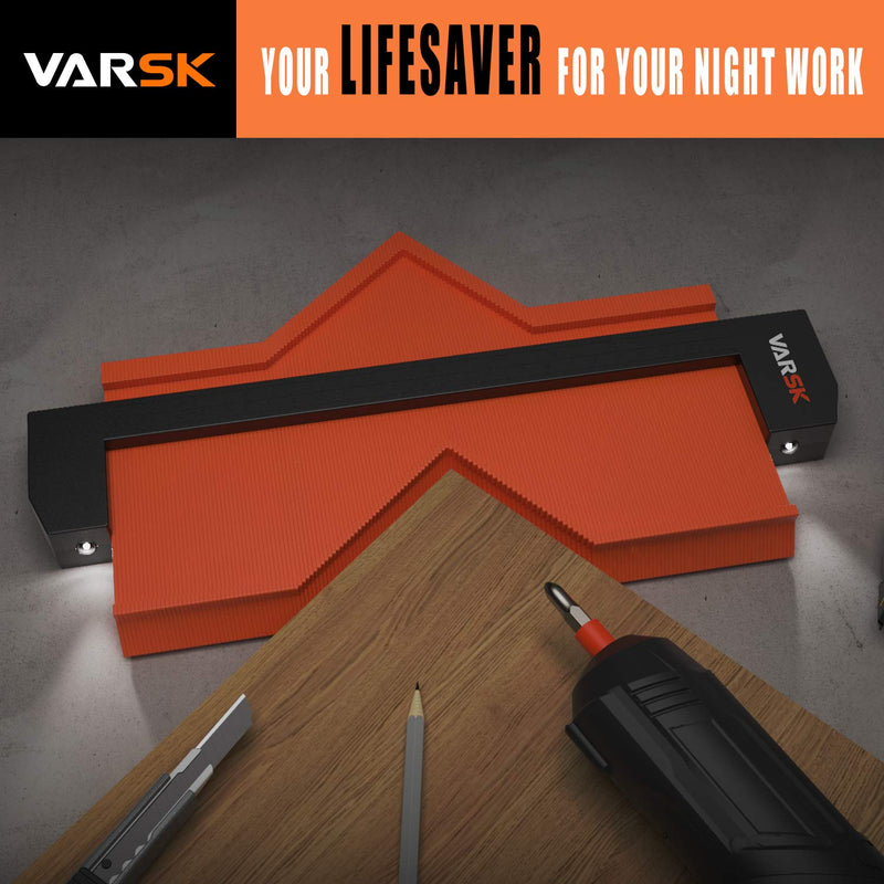 VARSK Contour Gauge Profile Tool with Light 5+10 Inch - Super Duplicator Shape and Outline Tool, Gifts for Men Dad Him, Cool Gadgets for Men DIY Handyman, Home Improvement Measuring Woodworking Tools