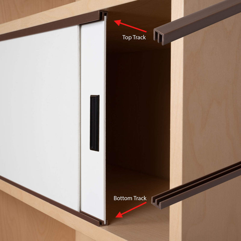 1/8" Panel Sliding Door Track - 48" Brown Plastic Upper & Lower Set, USA Made, Pack of 1 - Outwater 4 Feet (48 Inches)