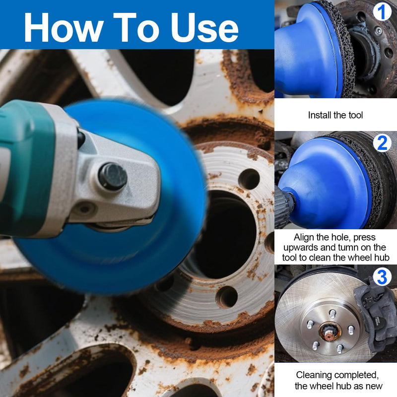 Wheel Hub Grinder Car with 1/2 Inch Impact Wrench, 2 Sanding Discs | 90-150 mm car wheel hub brush set wheel hub cleaner for car workshops and DIY 1/2 inch square drive