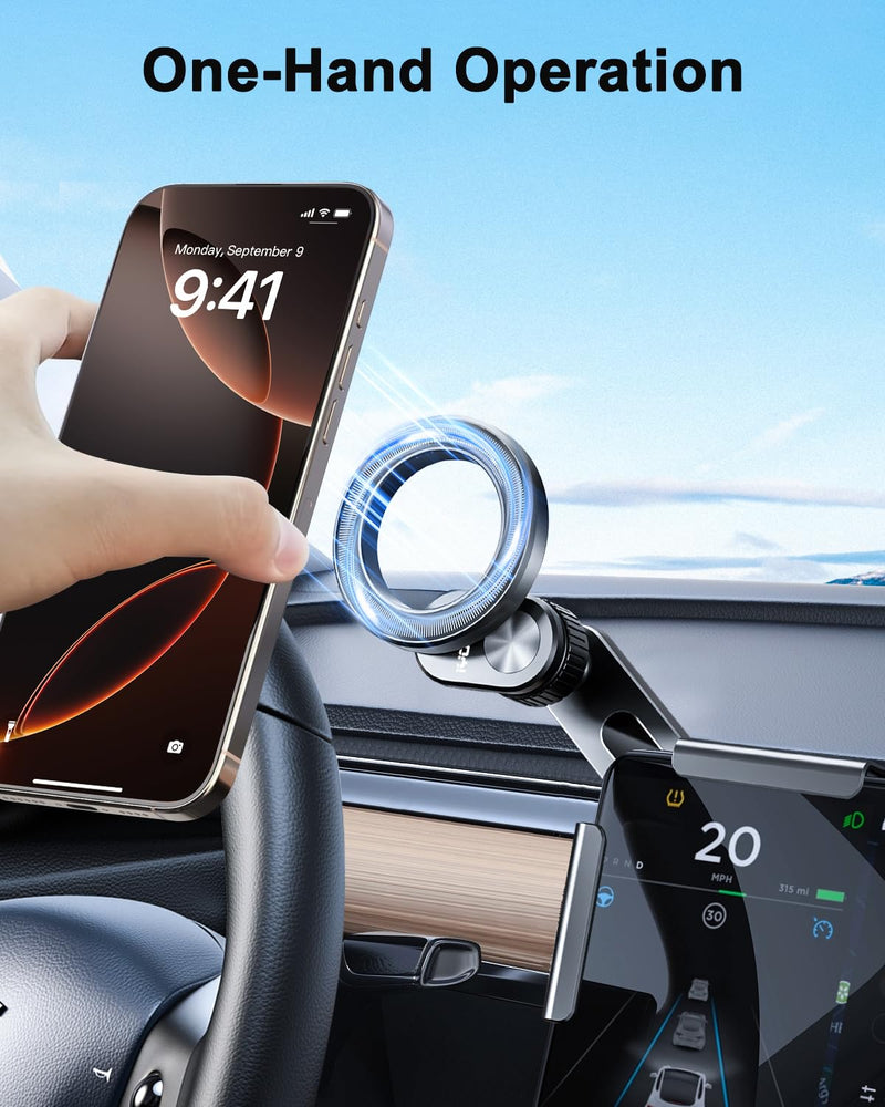 Tesla Phone Mount for tesla model y accessories 2025, No Glue Required, for MagSafe Magnetic Car Dash Phone Holder for Tesla Model 3/Y/S/X/Cybertruck Accessories (for Model 3/Y/S/X/Cybertruck) for Model 3/Y/S/X/Cybertruck